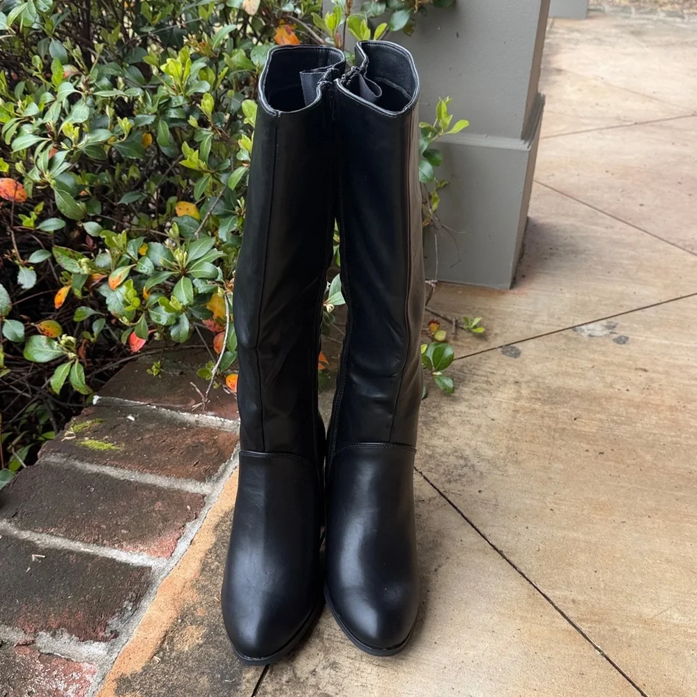 Pierre Dumas Sleek Black Over the Knee Boots size 7 1/2 - Picture 5 of 8